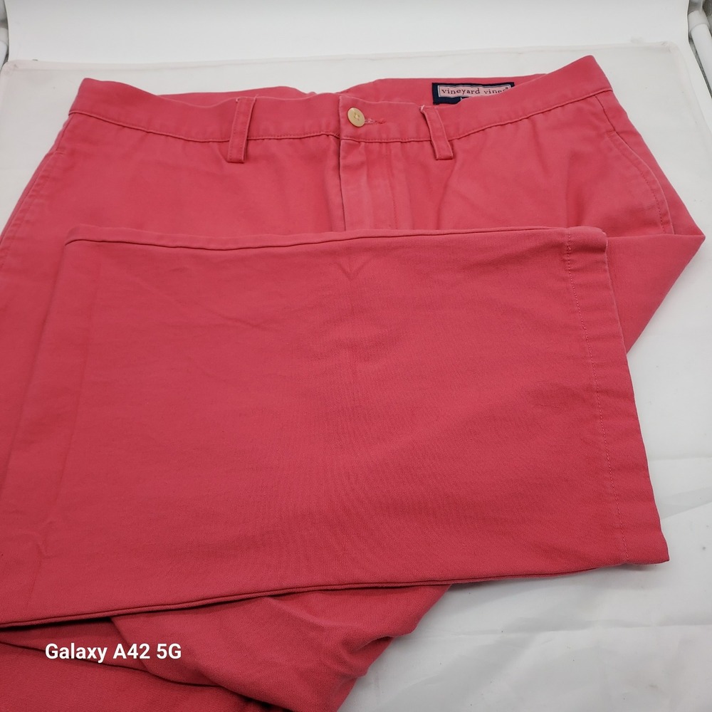 Vineyard Vines Mens Club Pants Coral Pink Cotton Twill Chino Trousers Size 35